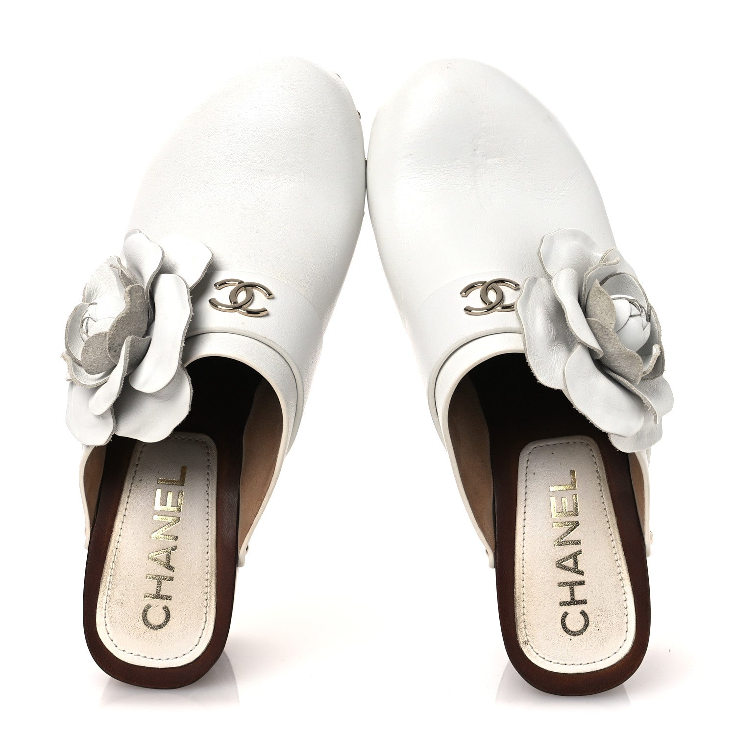 Chanel Calfskin Camellia Clogs 35 White 2 of 14