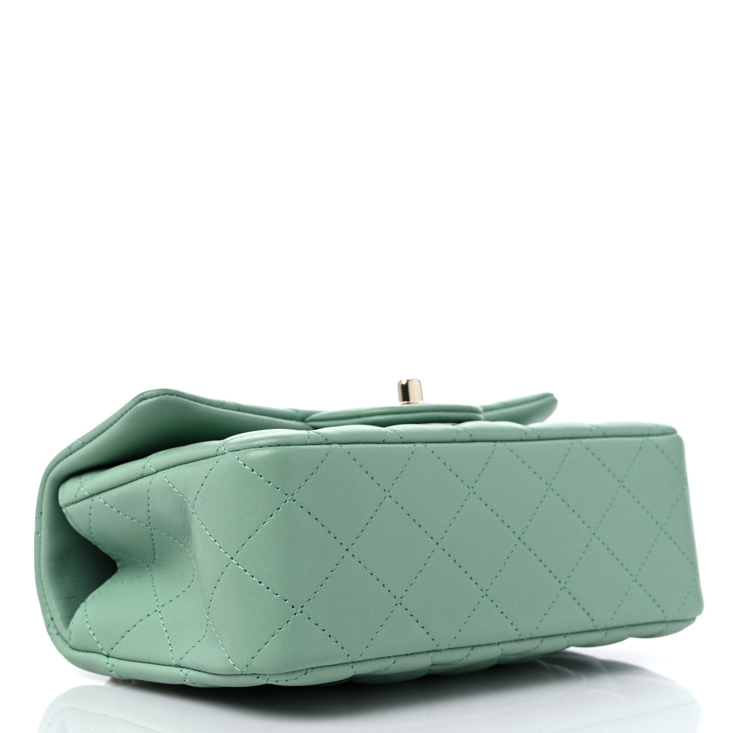 Chanel Lambskin Quilted Mini Top Handle Rectangular Flap Light Green 4 of 10