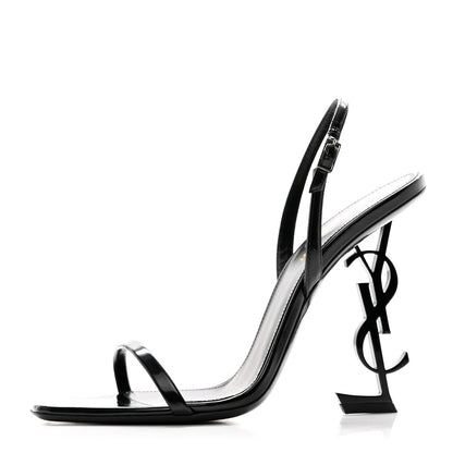 Saint Laurent Patent Calfskin Opyum 110 Sandals 40.5 Black 1 of 10