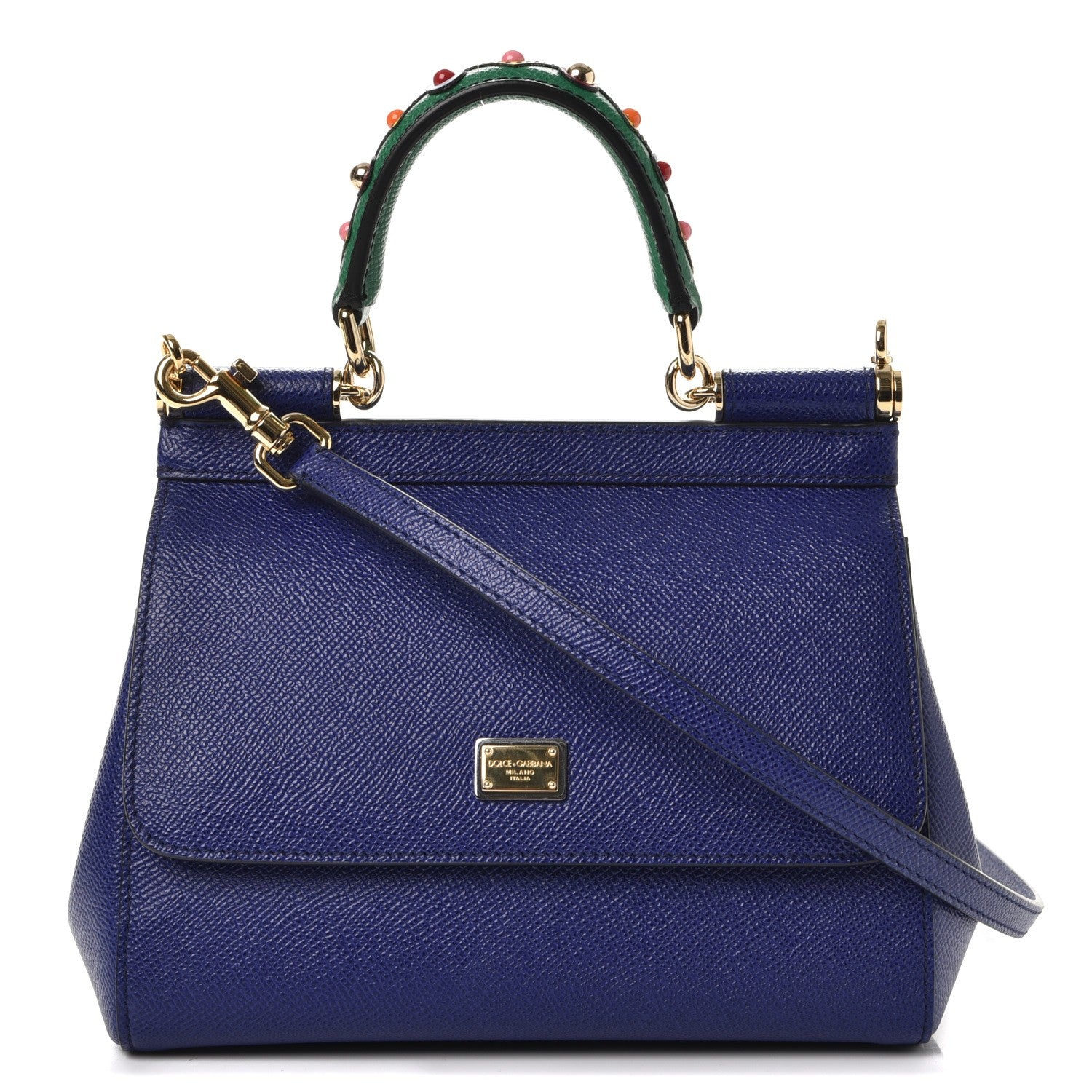 Dolce & Gabbana Dauphine Small Miss Sicily Embellished Handle Satchel Bleuette 1 of 7