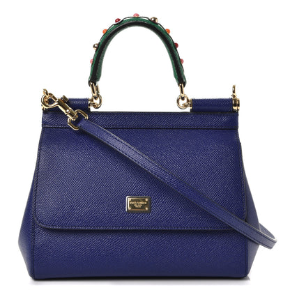 Dolce & Gabbana Dauphine Small Miss Sicily Embellished Handle Satchel Bleuette 1 of 7