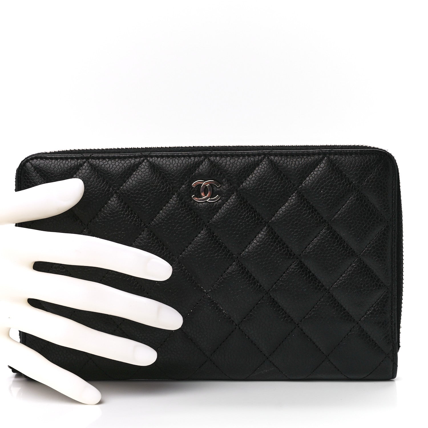 Chanel Caviar Quilted Large Zip Around Organizer Wallet Black 2 of 14