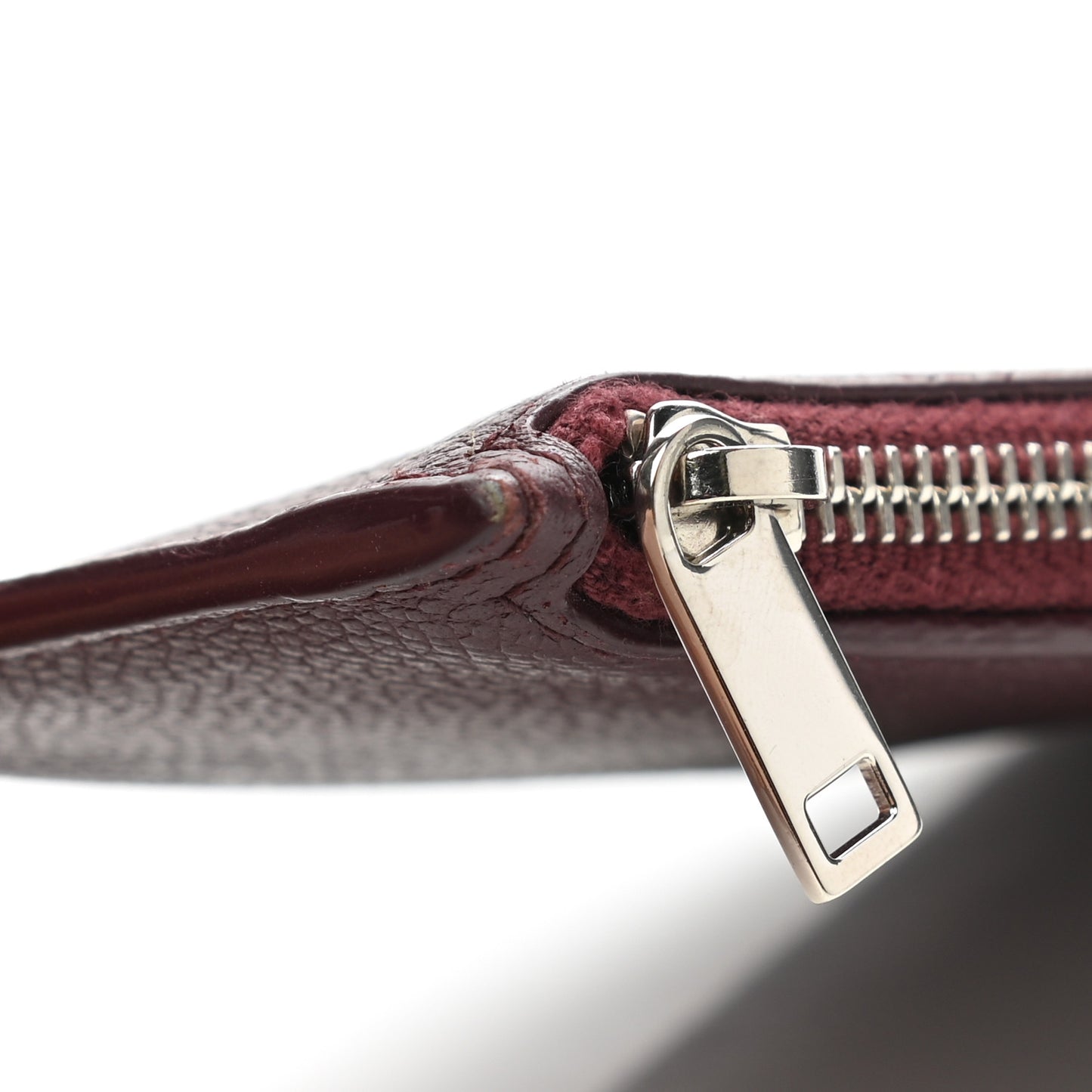 Grained Calfskin 5 Fragments Zip Pouch Card Holder Burgundy