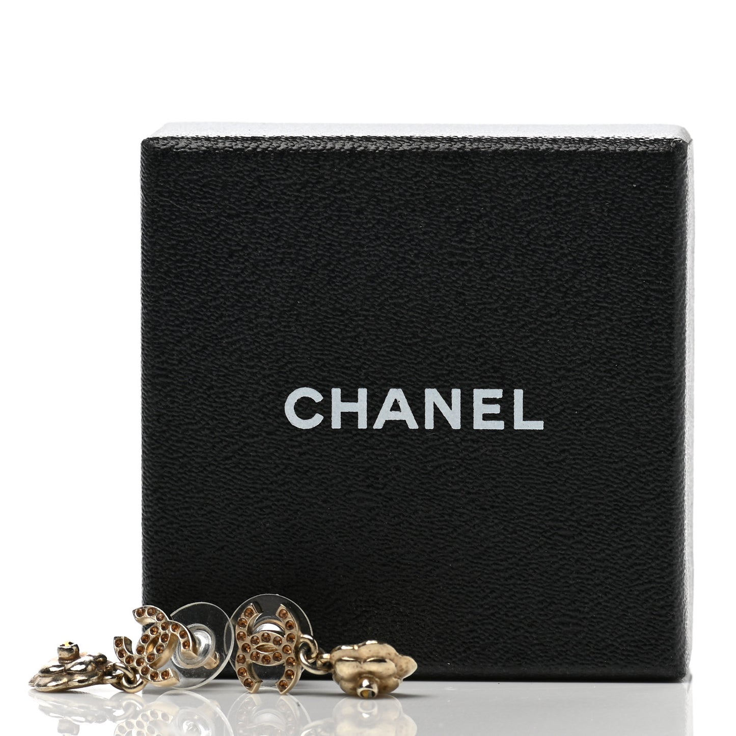 Crystal CC Camellia Drop Earrings Gold