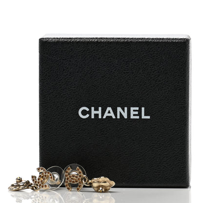 Chanel Crystal CC Camellia Drop Earrings Gold 5 of 7