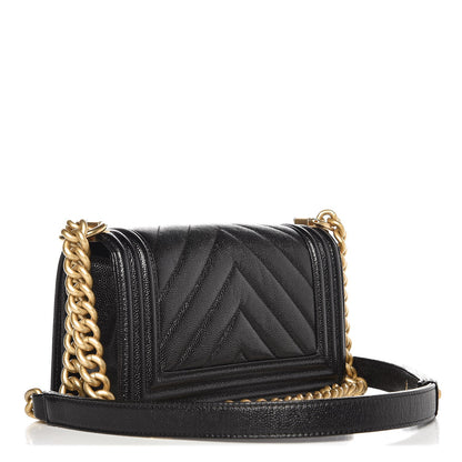 Chanel Caviar Chevron Quilted Small Boy Flap Black 3 of 8