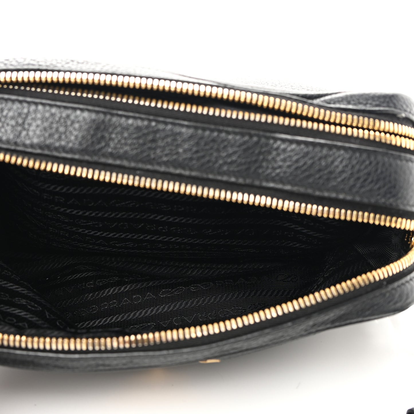 Vitello Daino Medium Double Zip Shoulder Bag Black