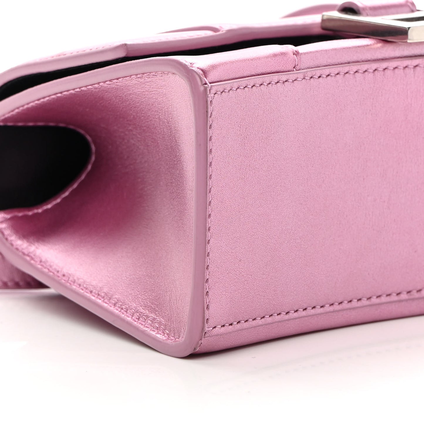 Metallic Shiny Calfskin Hourglass Top Handle Bag XS Pink