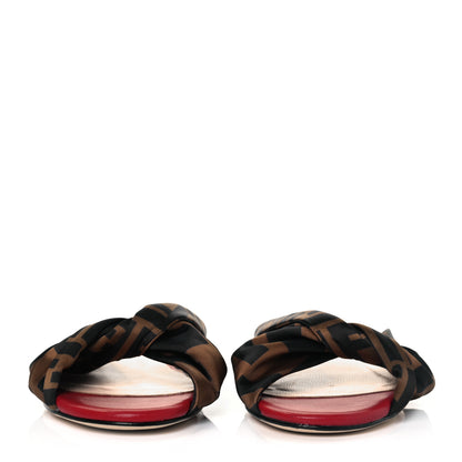 Fendi Silk FF Twist Flat Mules 37 Tobacco 2 of 7