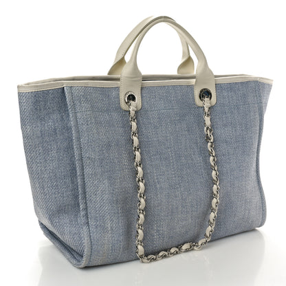 Chanel Woven Straw Raffia Medium Deauville Tote Light Blue 3 of 10