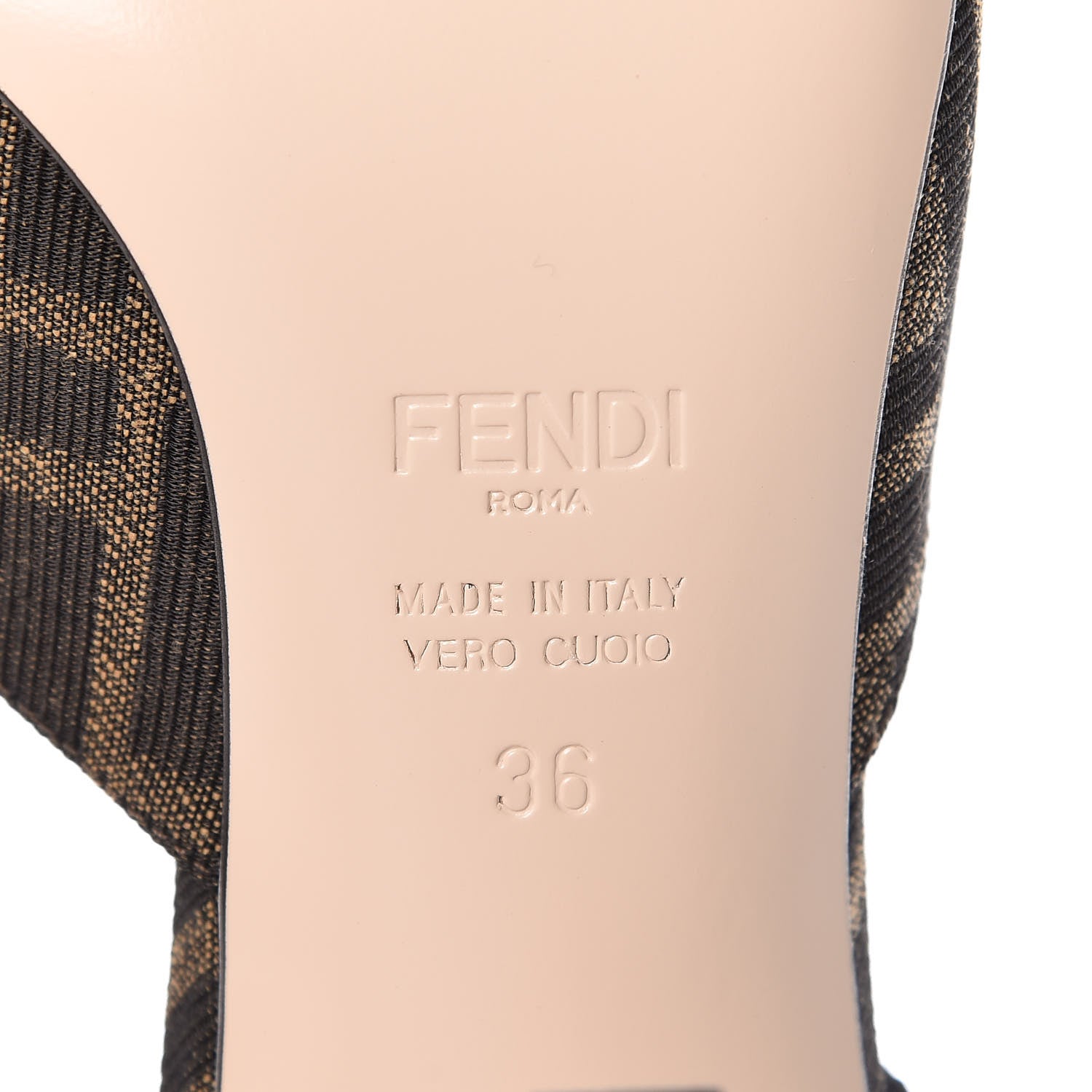Fendi Jacquard FFreedom Decollete Slingback Square Toe Pumps 36 Tobacco 6 of 10