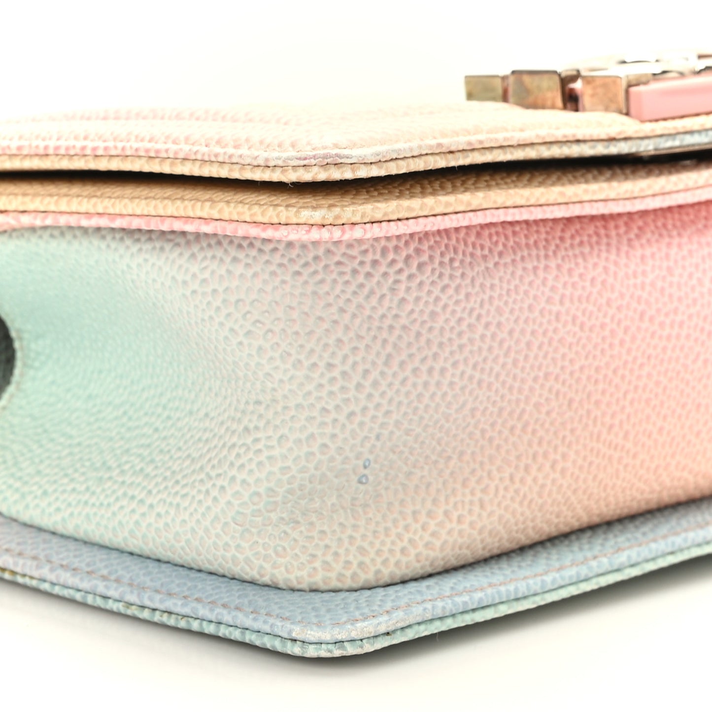 Caviar Quilted Small Rainbow Boy Flap Pink Multicolor