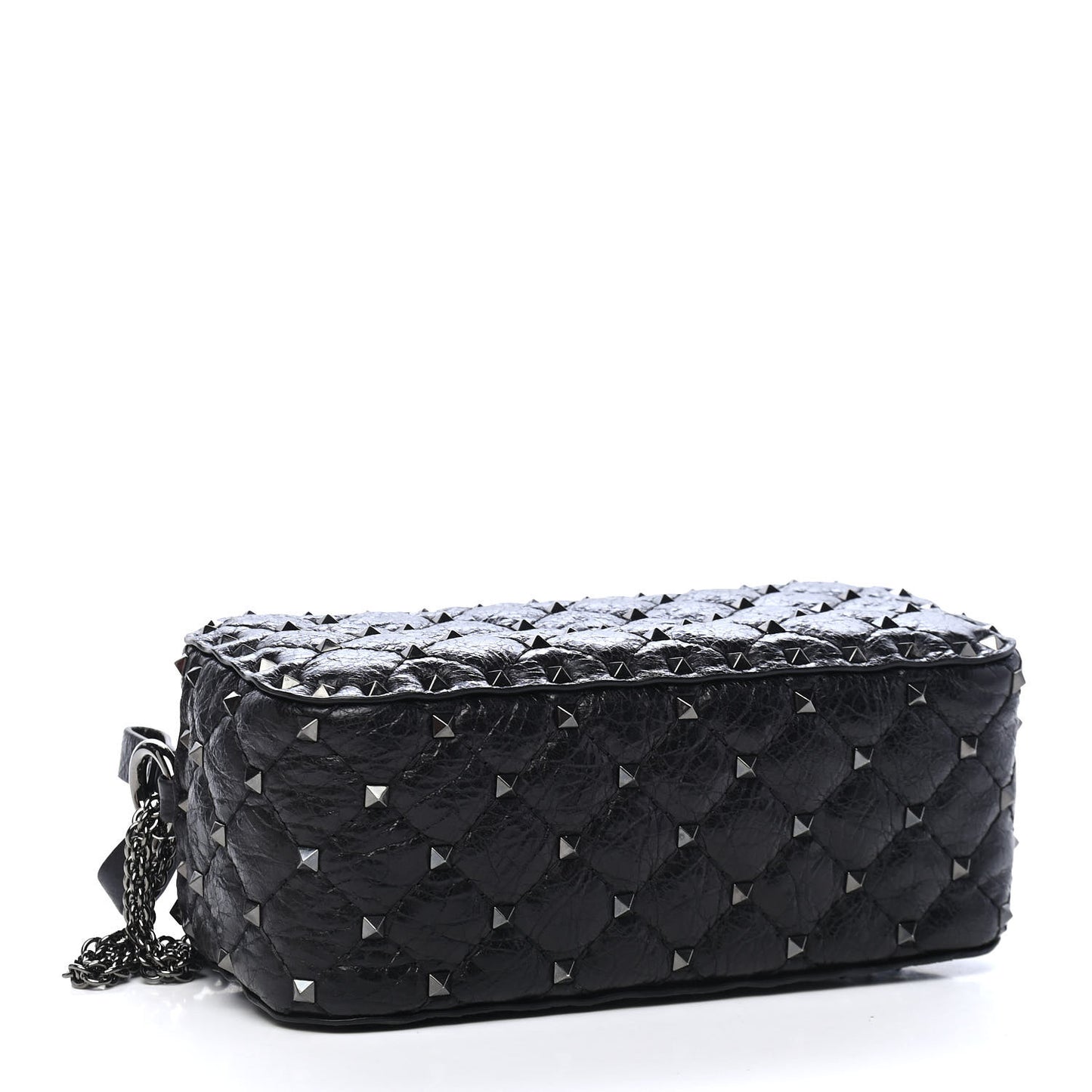 Craquele Nappa Rockstud Spike Crossbody Black