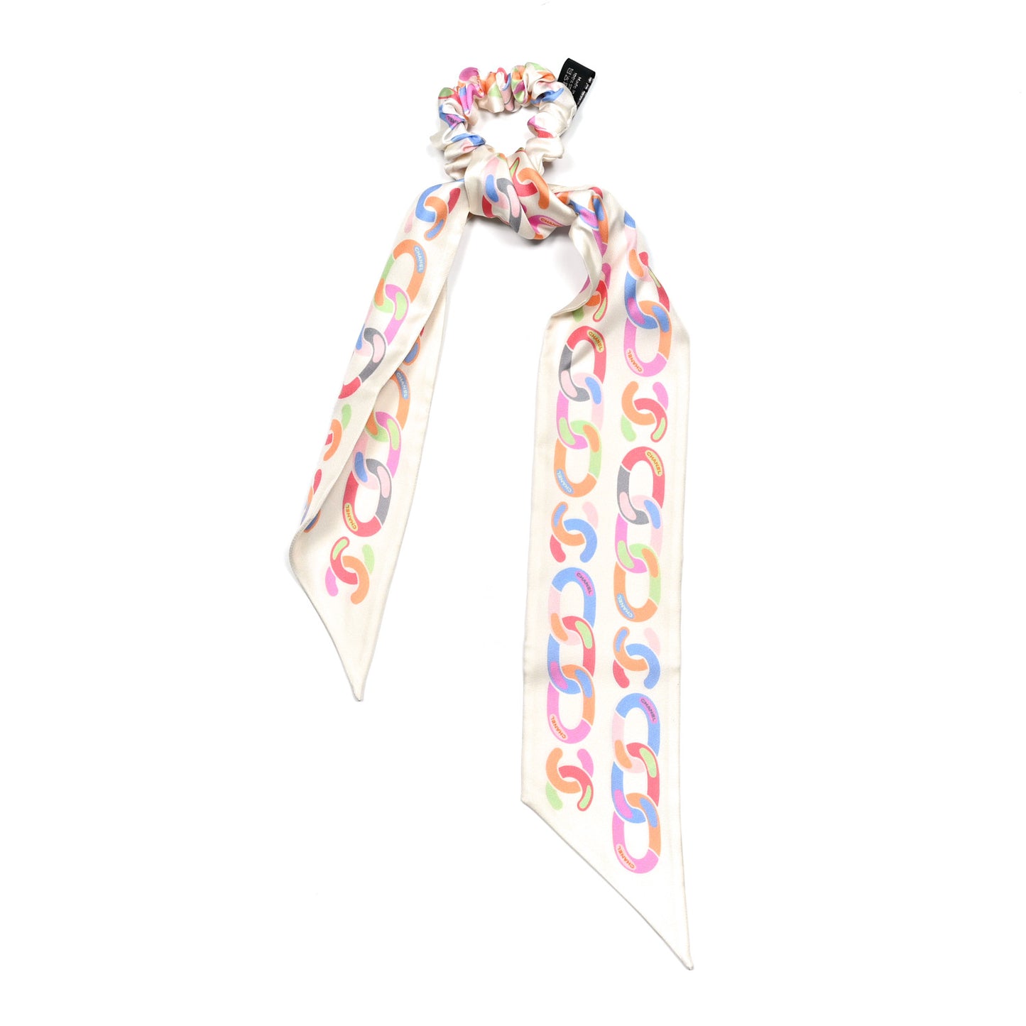 Silk CC Twilly Hair Tie White Multicolor