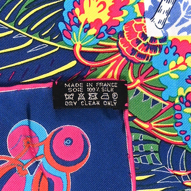 Hermes Silk Mythiques Phoenix Coloriage Scarf 90 Bleu Royal Rose White 3 of 4