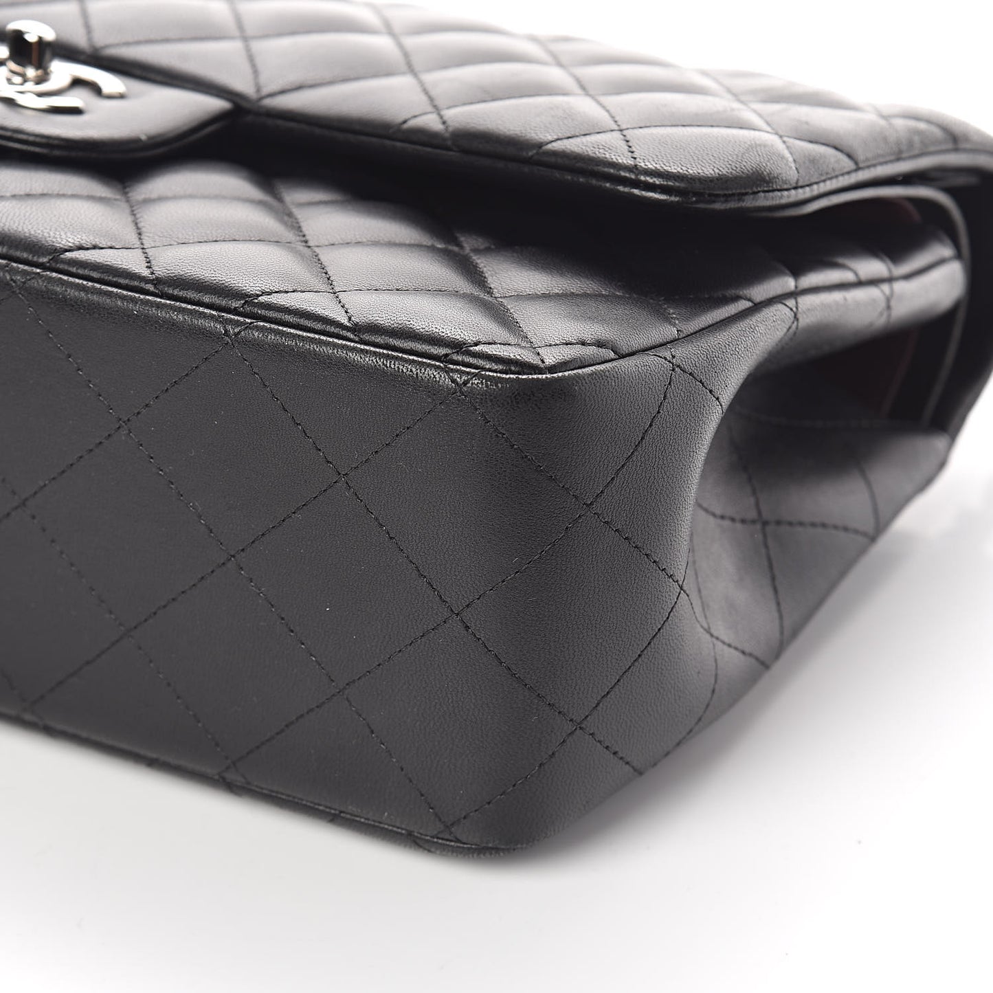 Lambskin Quilted Jumbo Double Flap Black