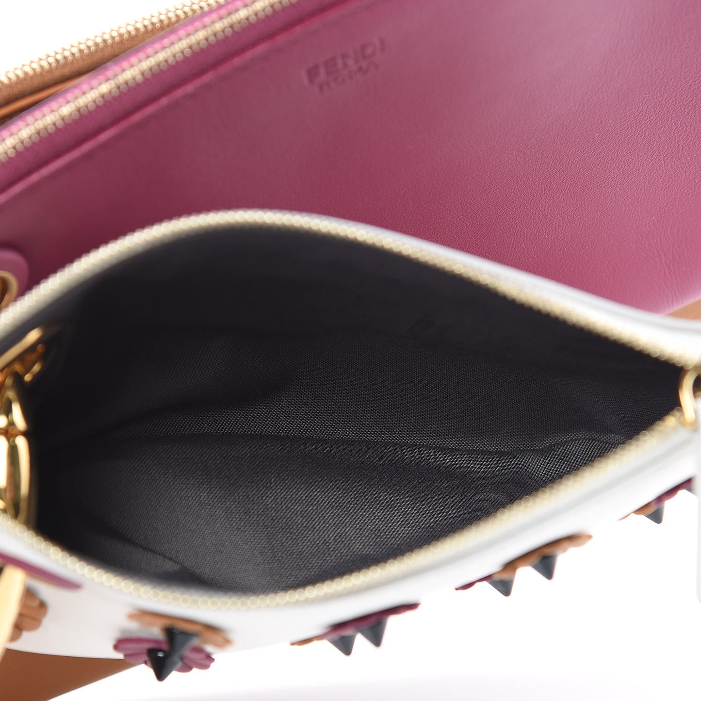 Calfskin F is Floral Triplette Pouch Set Multicolor