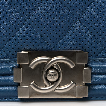 Chanel Perforated Lambskin Quilted New Medium Boy Flap Blue 11 of 13