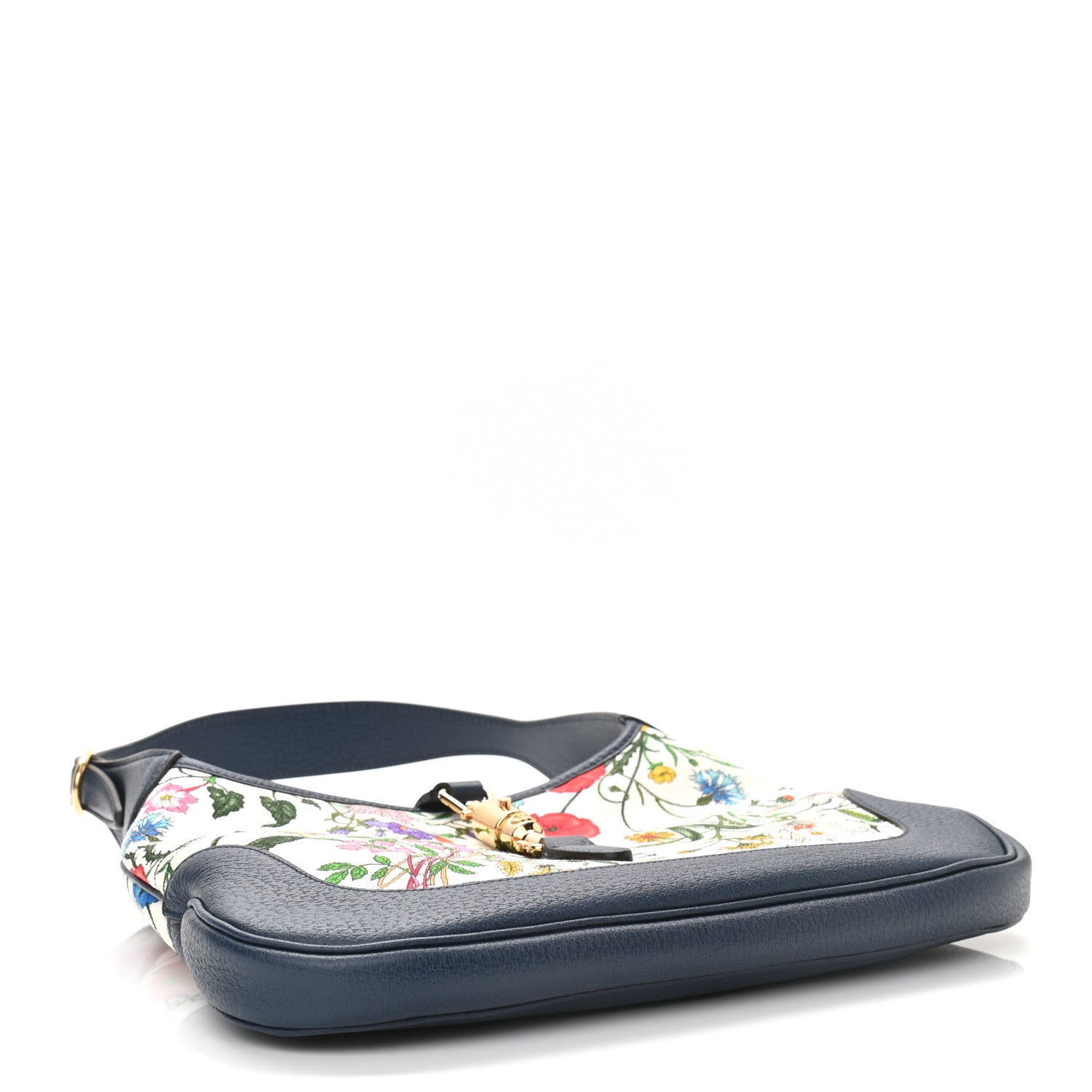 Gucci Canvas Flora Medium Jackie Hobo Blue Agata 4 of 9