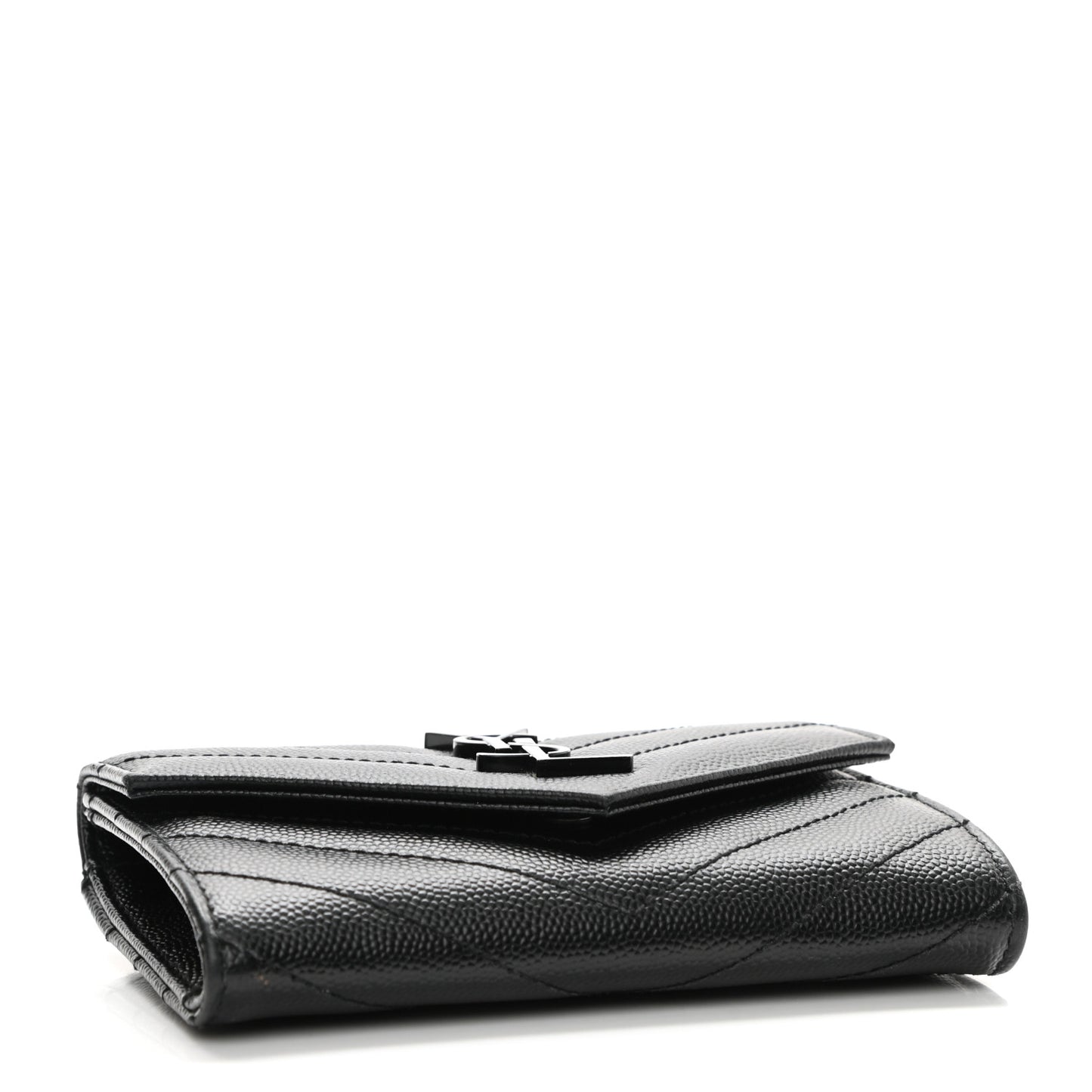 Grain De Poudre Matelasse Chevron Small Monochrome Monogram Envelope Wallet Black