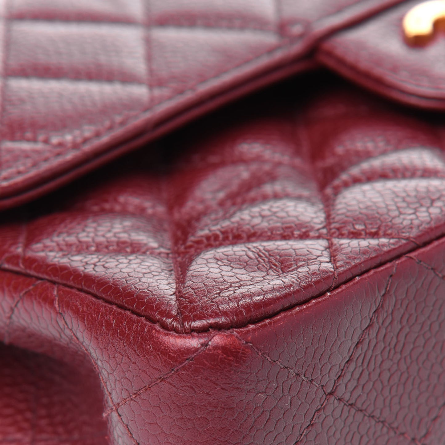 Caviar Quilted Small Double Flap Red