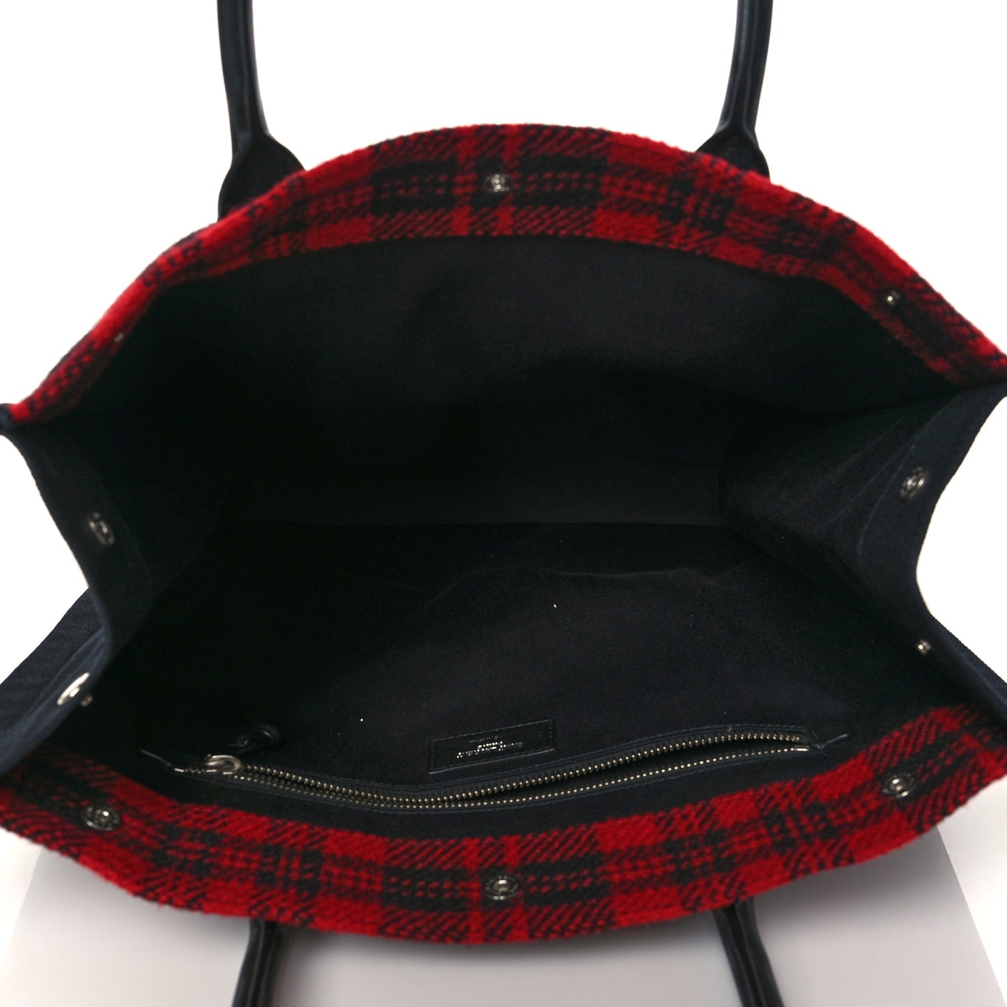 Wool Tartan Rive Gauche Noe Tote Red Black