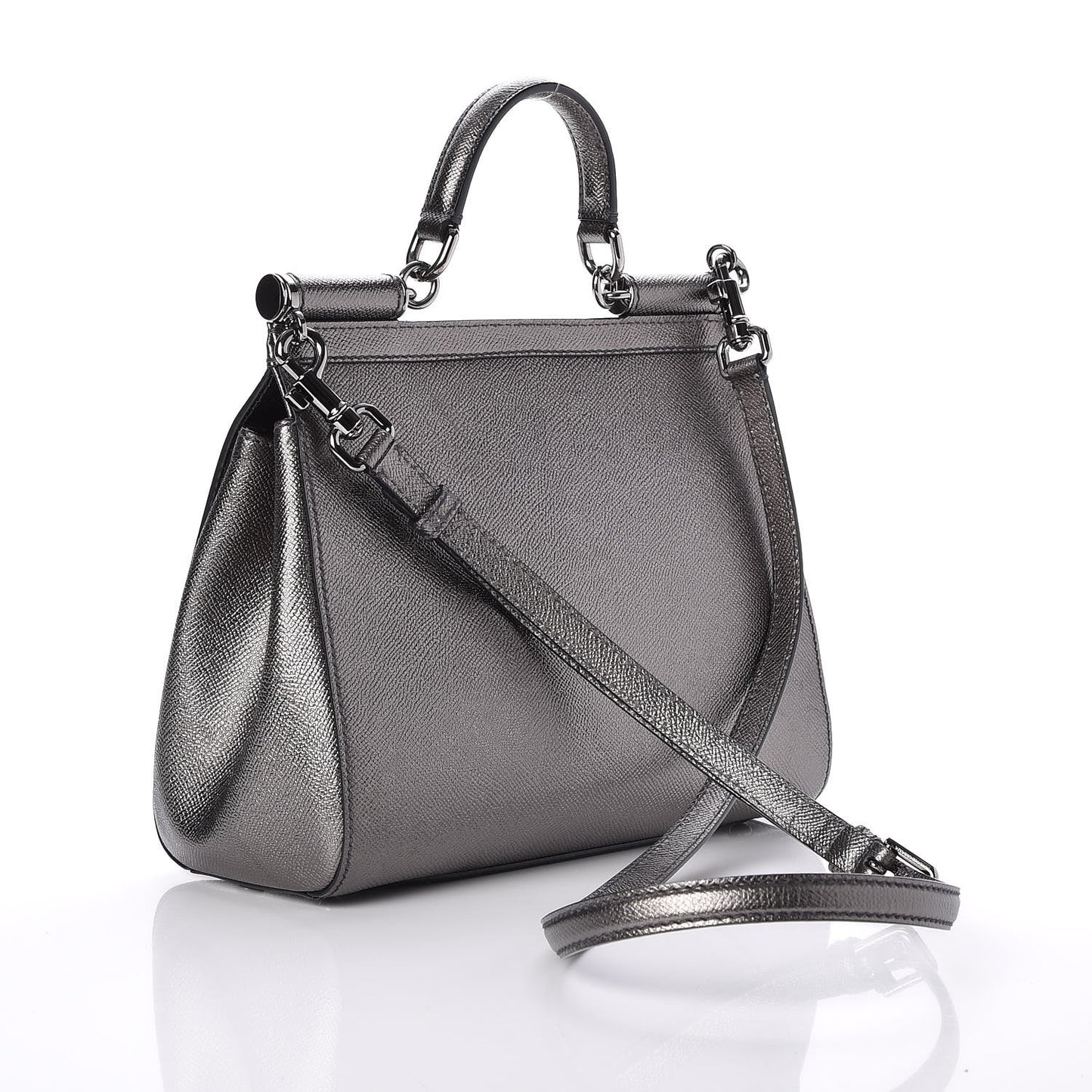 Metallic Dauphine Medium Miss Sicily Satchel Gunmetal