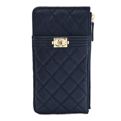 Chanel Caviar Quilted Boy iPhone Pouch Blue 1 of 7