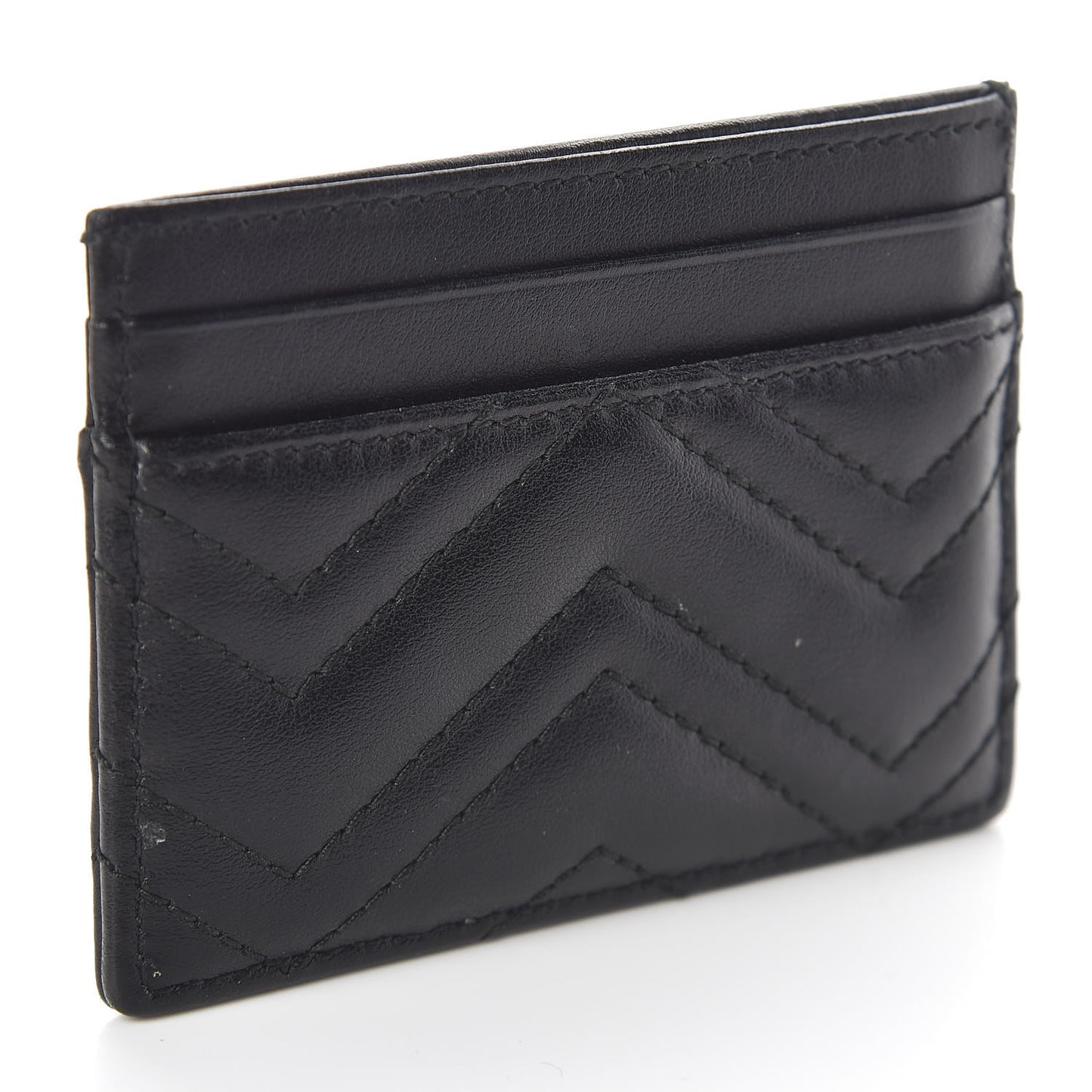 Calfskin Matelasse GG Marmont Card Holder Black