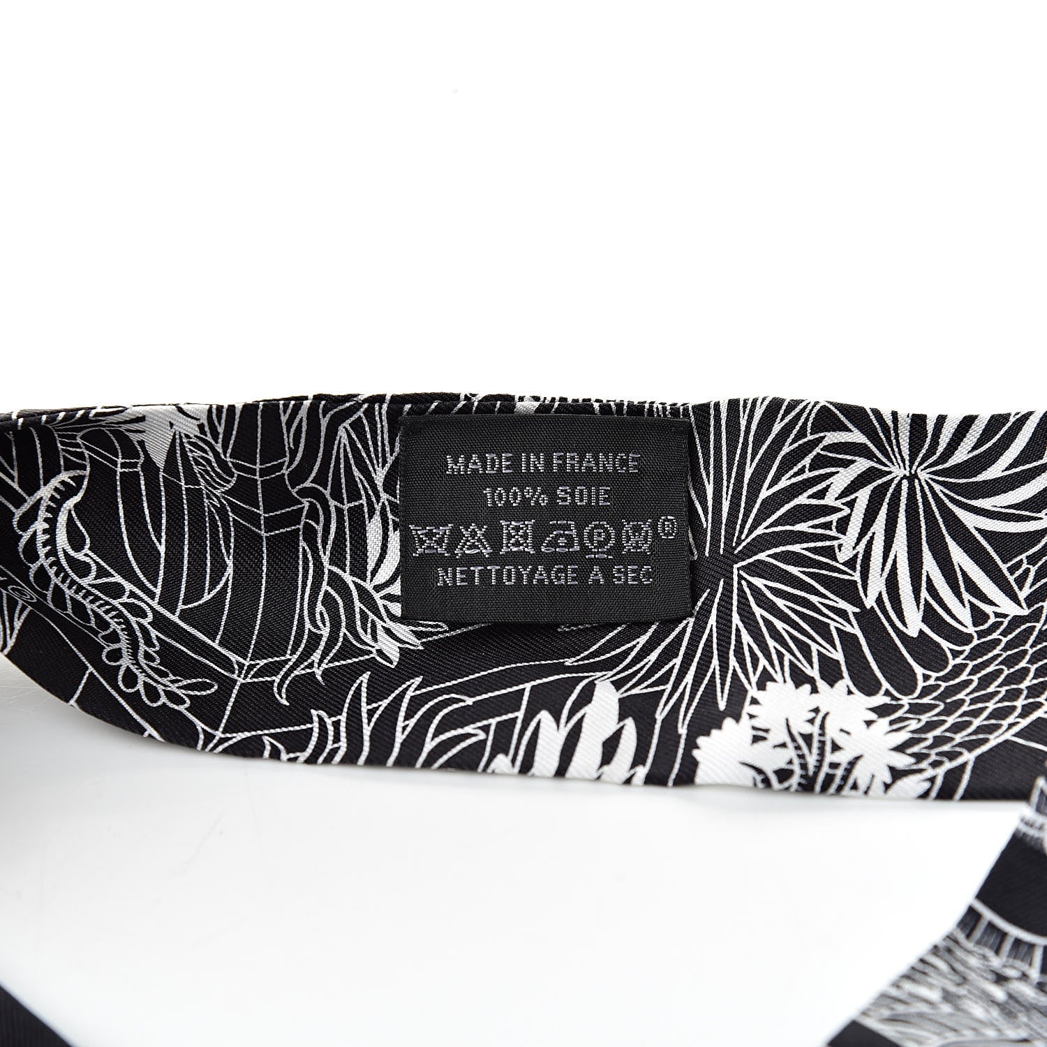 Hermes Silk Animapolis Twilly Black White 3 of 6