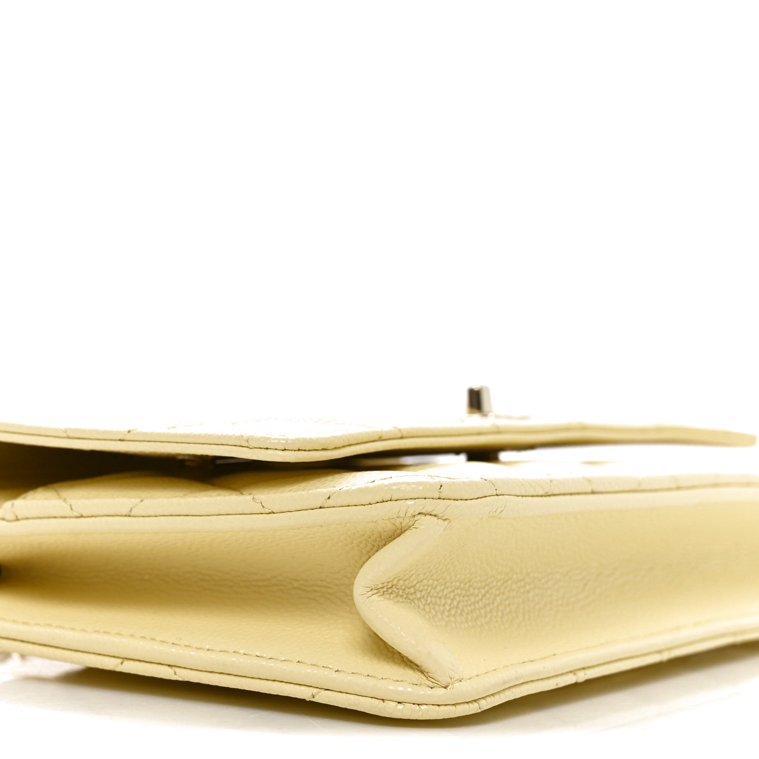 Chanel Caviar Quilted CC Turnlock Wallet On Chain WOC Light Yellow 18 of 23