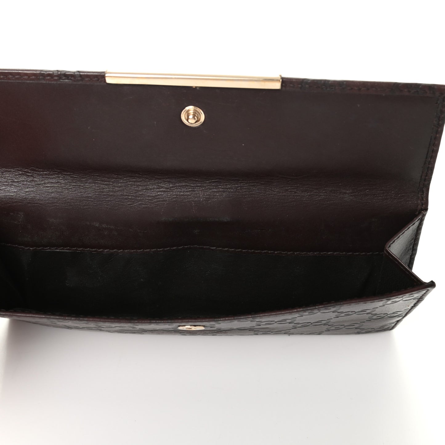 Guccissima Margaux Calfskin Metal Bar Continental Flap Wallet Chocolate