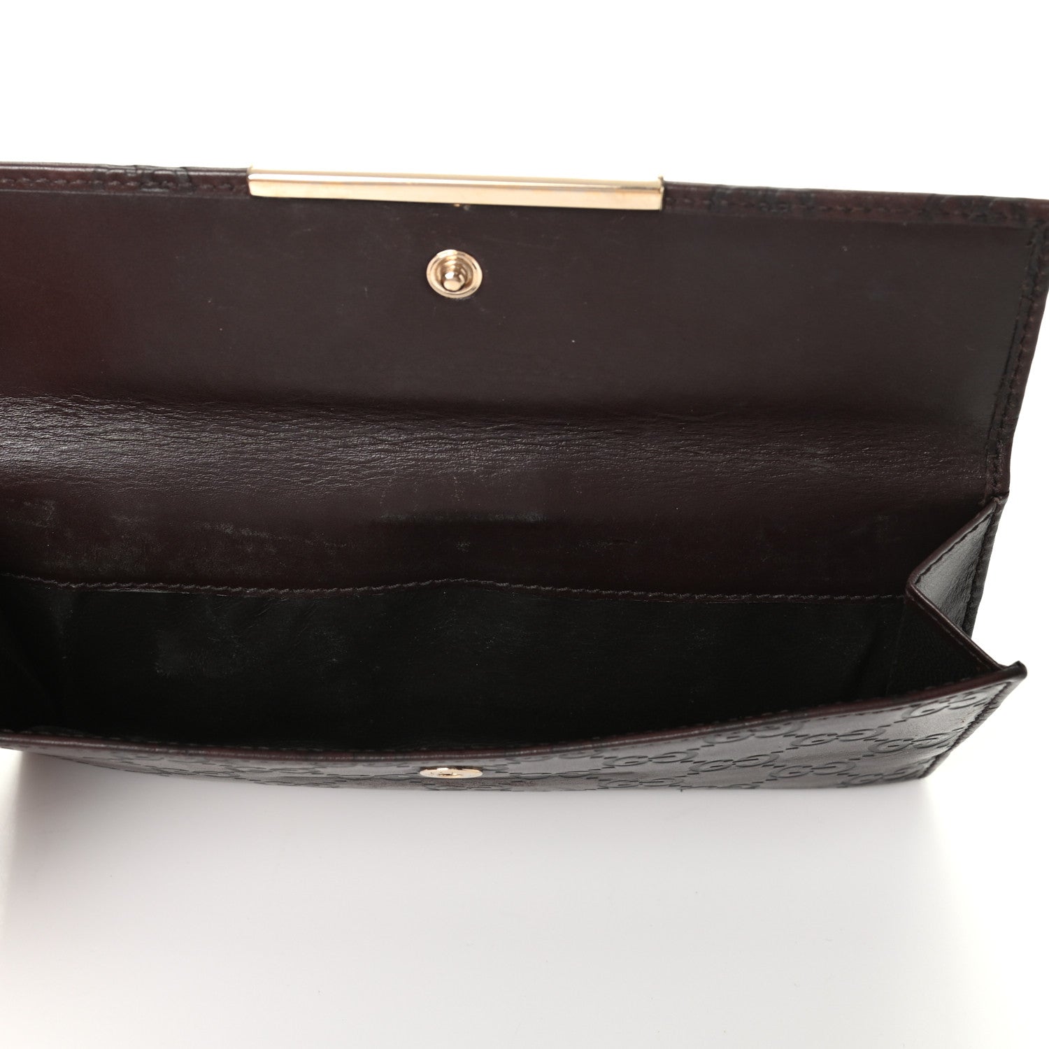 Gucci Guccissima Margaux Calfskin Metal Bar Continental Flap Wallet Chocolate 5 of 8