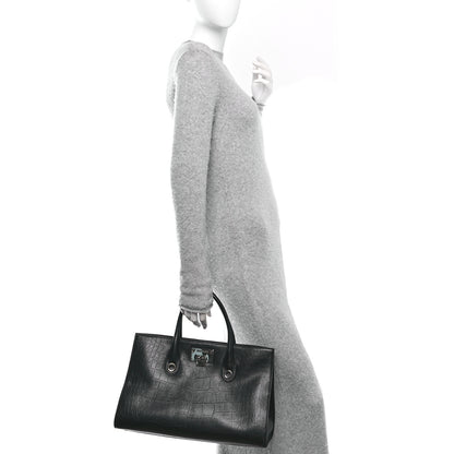 Jimmy Choo Crocodile Embossed Calfskin Riley Tote Black 2 of 10