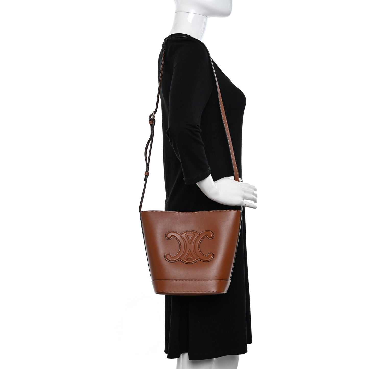 Smooth Calfskin Small Cuir Triomphe Bucket Bag Tan