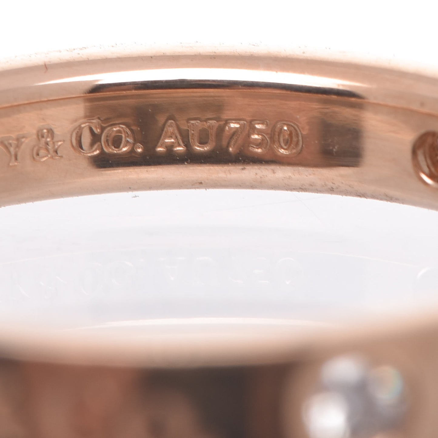 18K Rose Gold Diamond 3mm Logo Band Ring 50 5.25