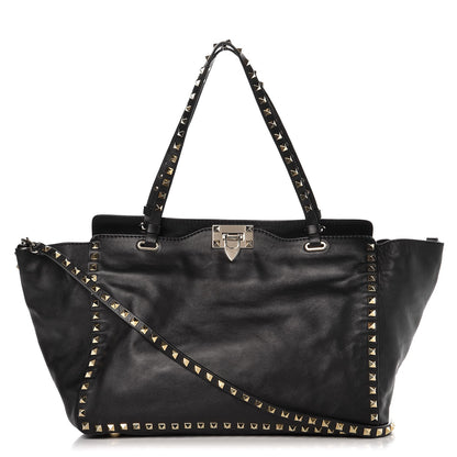 Valentino Garavani Vitello Medium Rockstud Tote Black 1 of 6