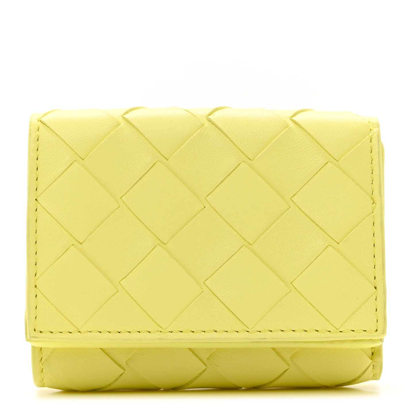 Nappa Intrecciato Trifold Wallet Kiwi