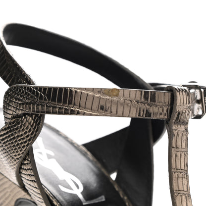 Saint Laurent Calfskin Lizard Embossed Tribute 105 Platform Sandals 38.5 Topas 11 of 11