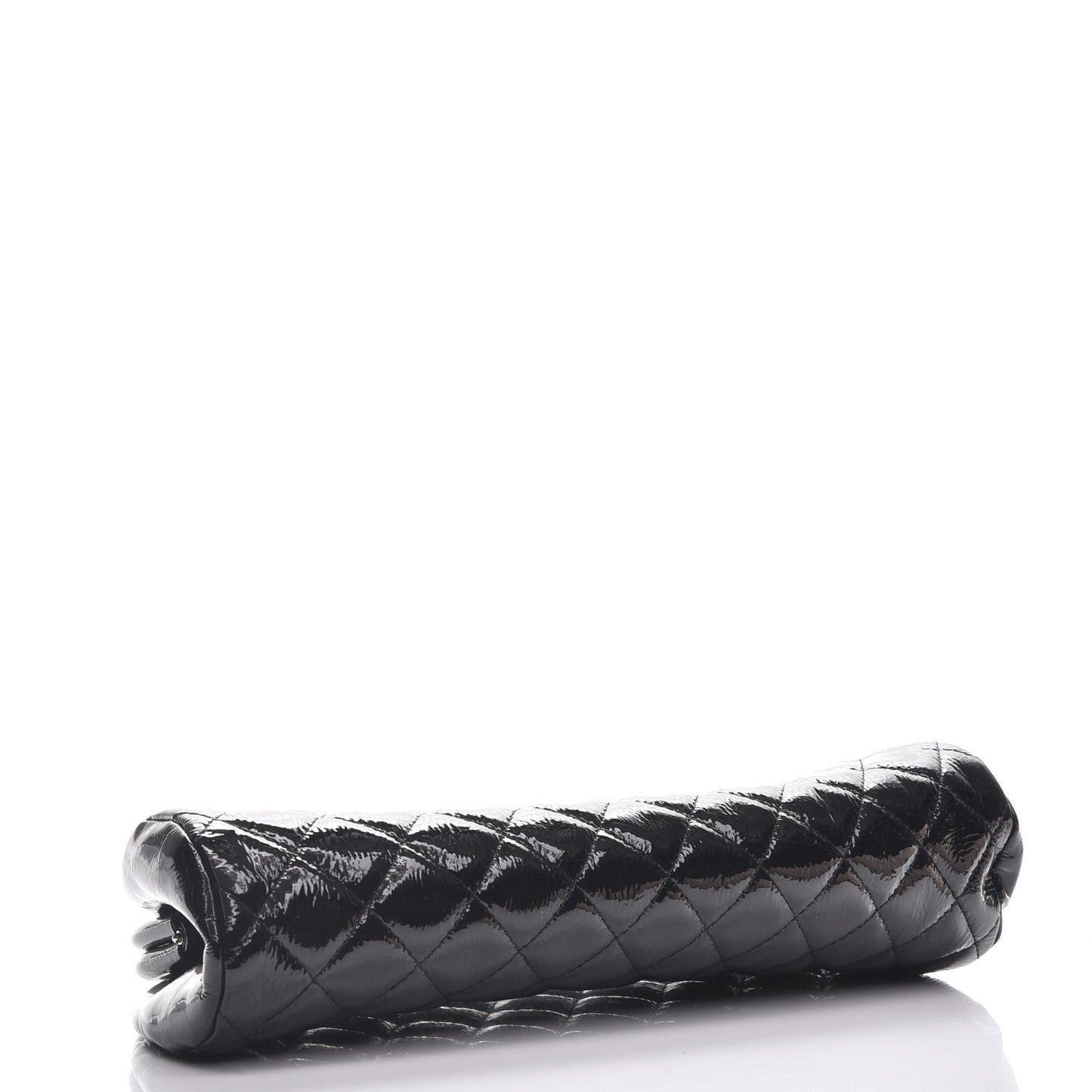 Distressed Patent Quilted Timeless Clutch Black