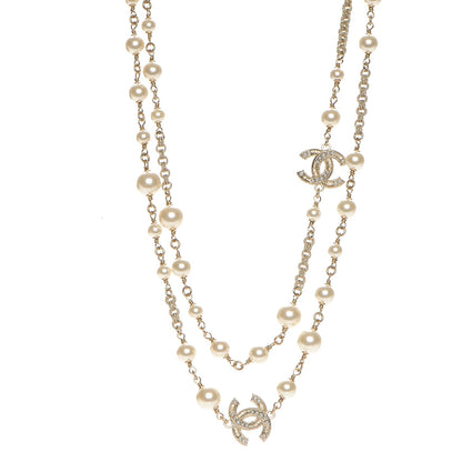 Chanel Pearl CC Long Necklace Light Gold 1 of 6