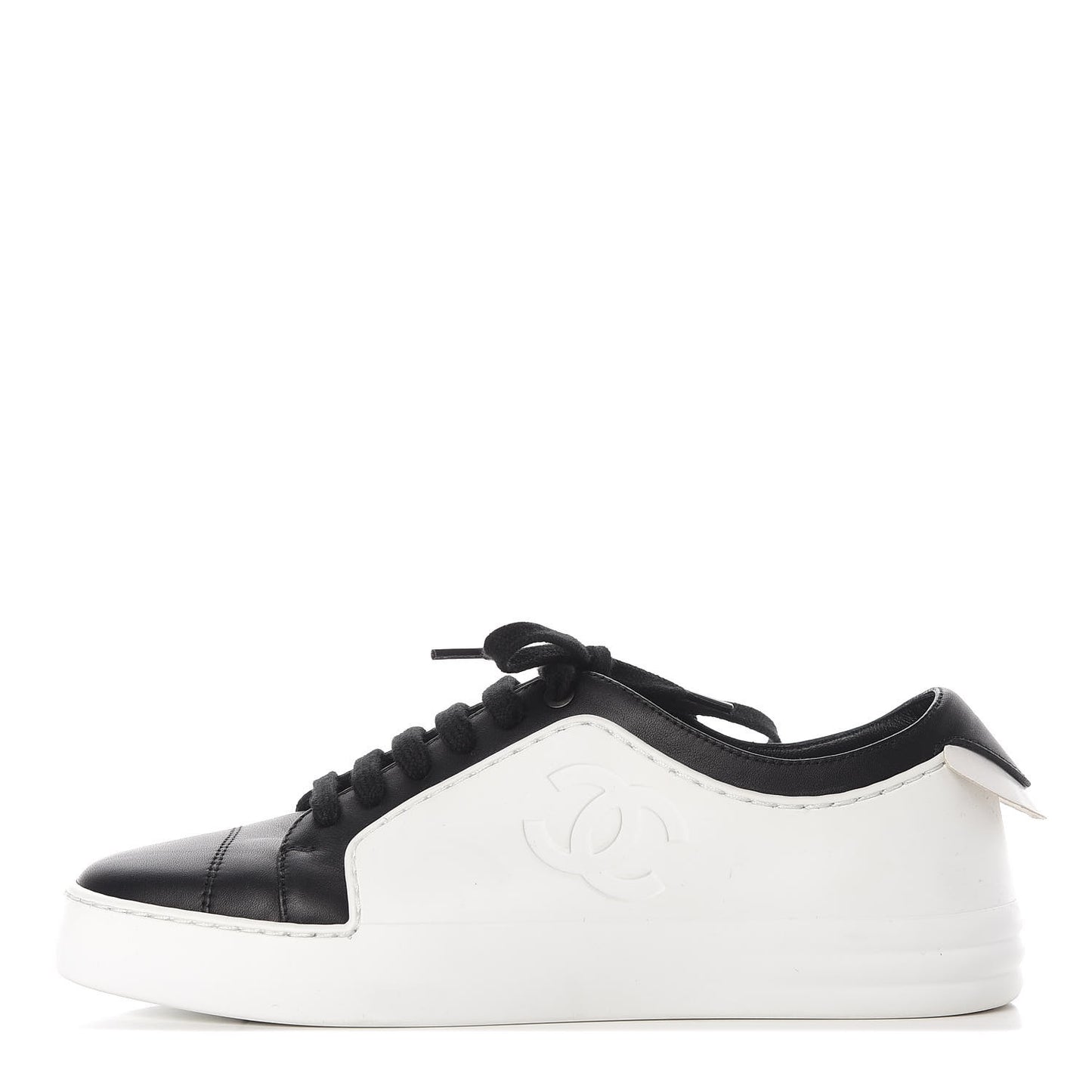 Calfskin Womens CC Sneakers 36.5 Black White