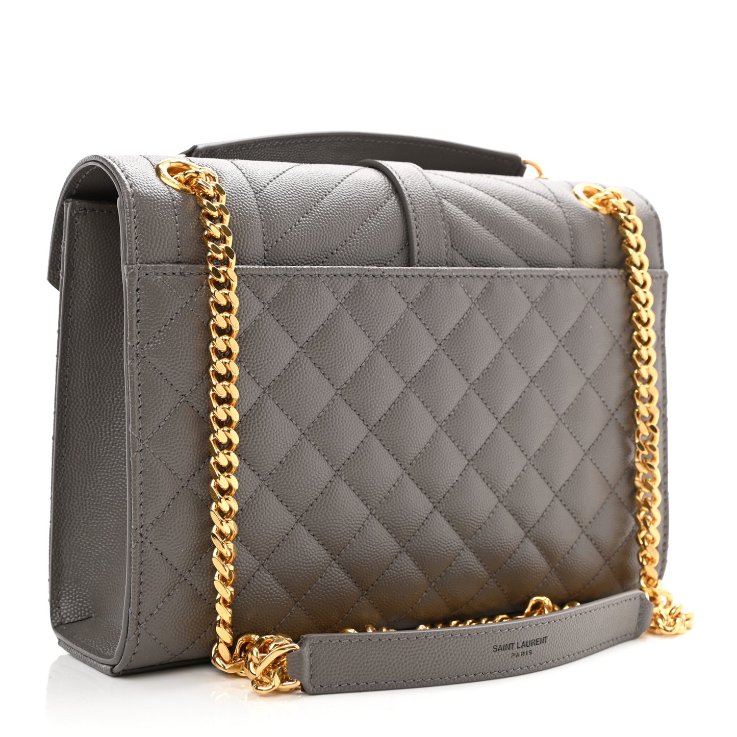 Grain De Poudre Textured Mixed Matelasse Medium Triquilt Monogram Satchel Fog