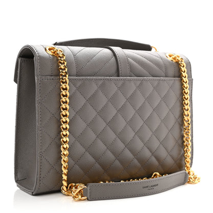 Saint Laurent Grain De Poudre Textured Mixed Matelasse Medium Triquilt Monogram Satchel Fog 3 of 9