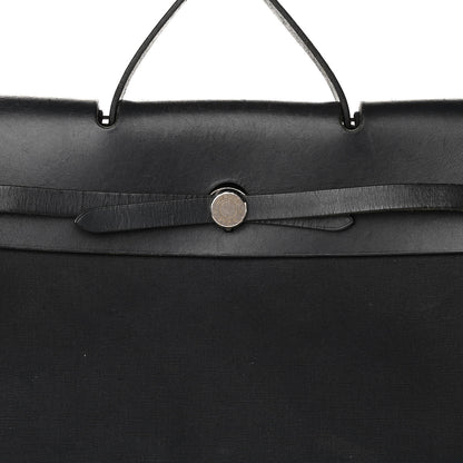 Hermes Toile Vache Calfskin Herbag 40 GM Black 8 of 17