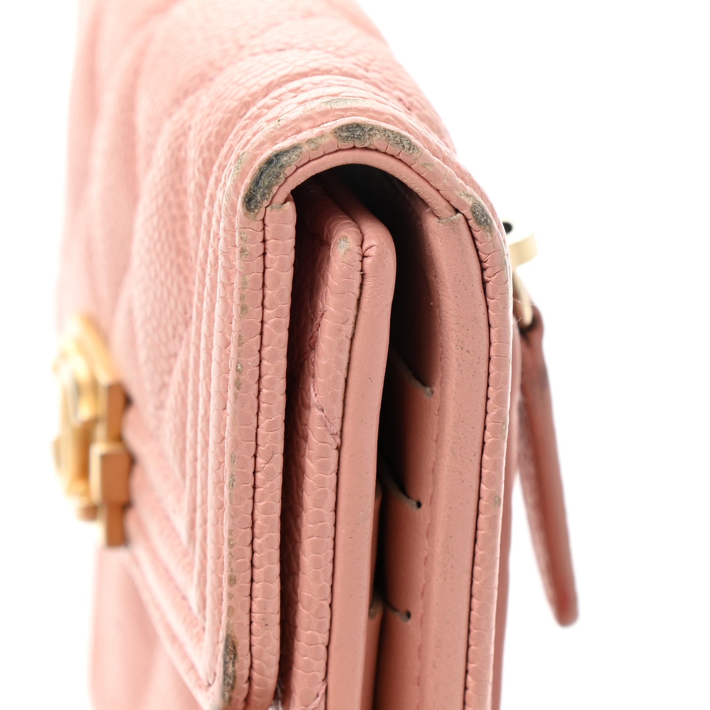 Caviar Quilted Boy Compact Wallet Pink