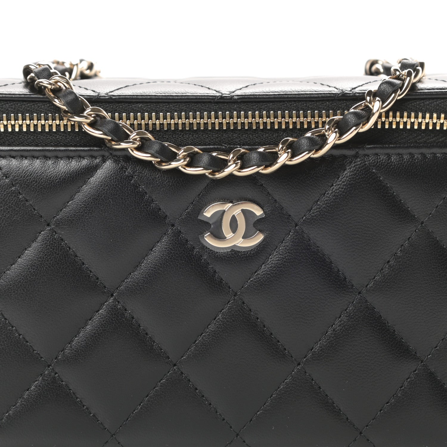 Chanel Lambskin Quilted Small Vanity Case With Chain Black 8 of 11