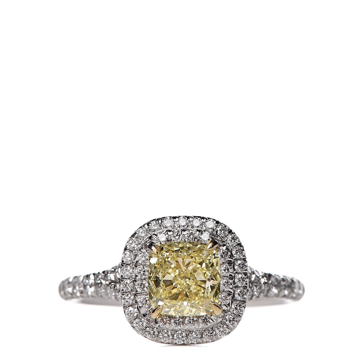 Platinum 18K Yellow Gold Fancy Yellow Diamond Soleste Engagement Ring 51 5.75