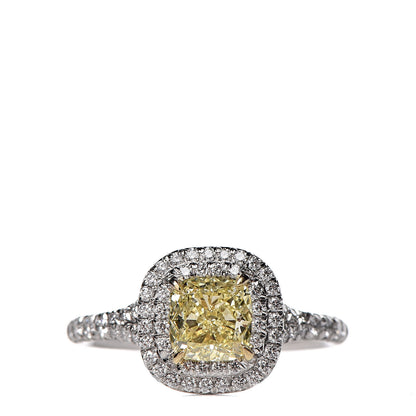 Tiffany Platinum 18K Yellow Gold Fancy Yellow Diamond Soleste Engagement Ring 51 5.75 1 of 7