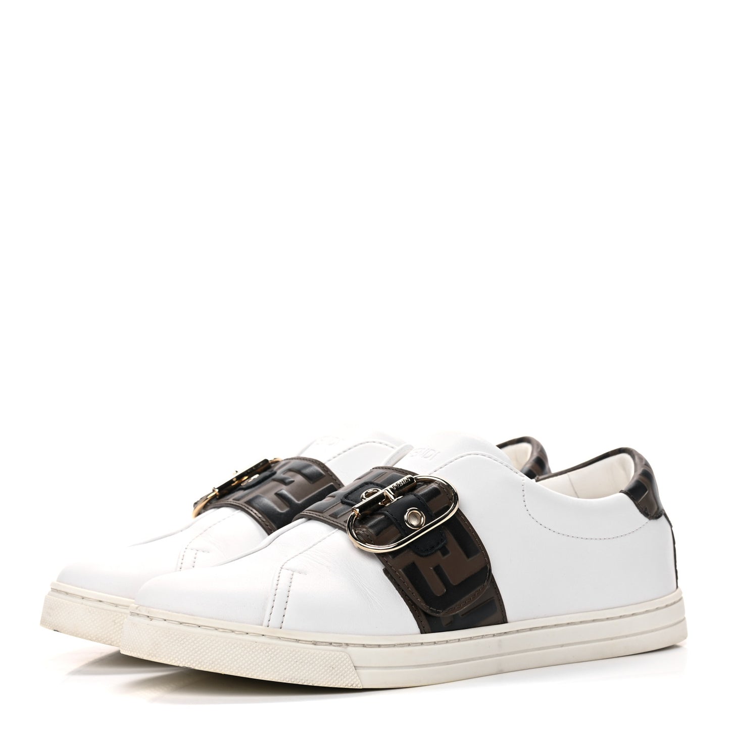 Vitello FF Embossed Womens Slip On Sneakers 38.5 Ultra White Maya Black